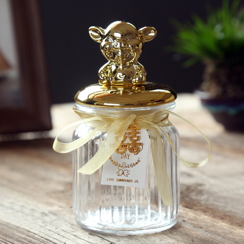 Bocal en verre scellé en céramique, boîtes à bijoux, boîte à bibelots pour bague de mariage, rangement de bijoux, de cérémonie pour adulte, fête prénatale: Fuzhou pig