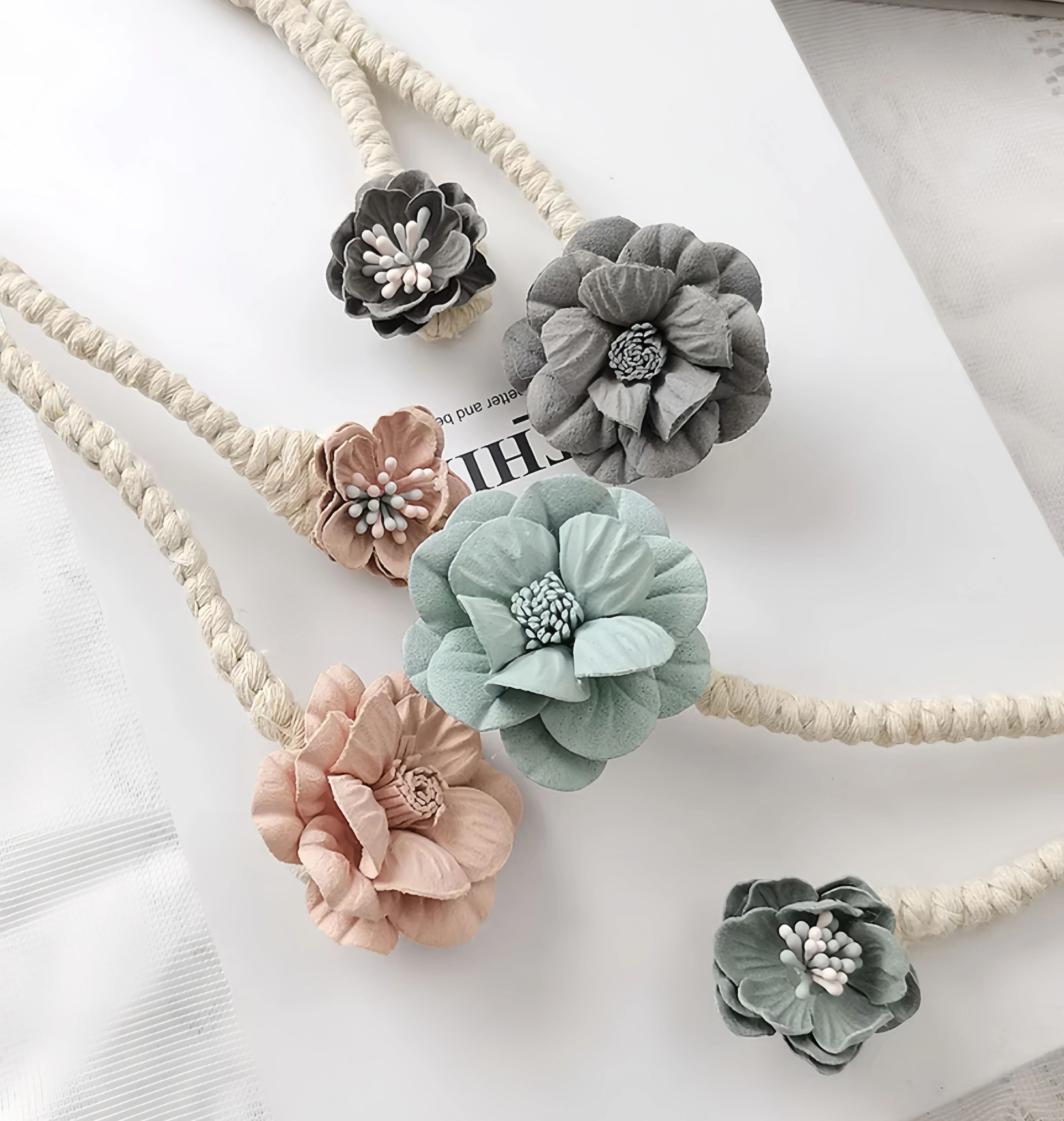Embrasse de rideau de fleurs et de branches faite à la main, support de gland, et moderne, adapté à la décoration de la maison, salon et chambre à coucher
