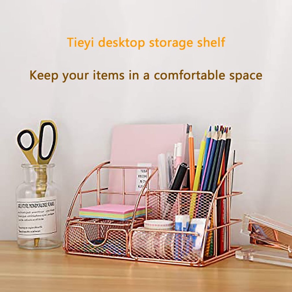 Desk Organiser Metal Office Organiser Storage Rack Shelf Office Table Decoration Rack Home Office Storage Organisation