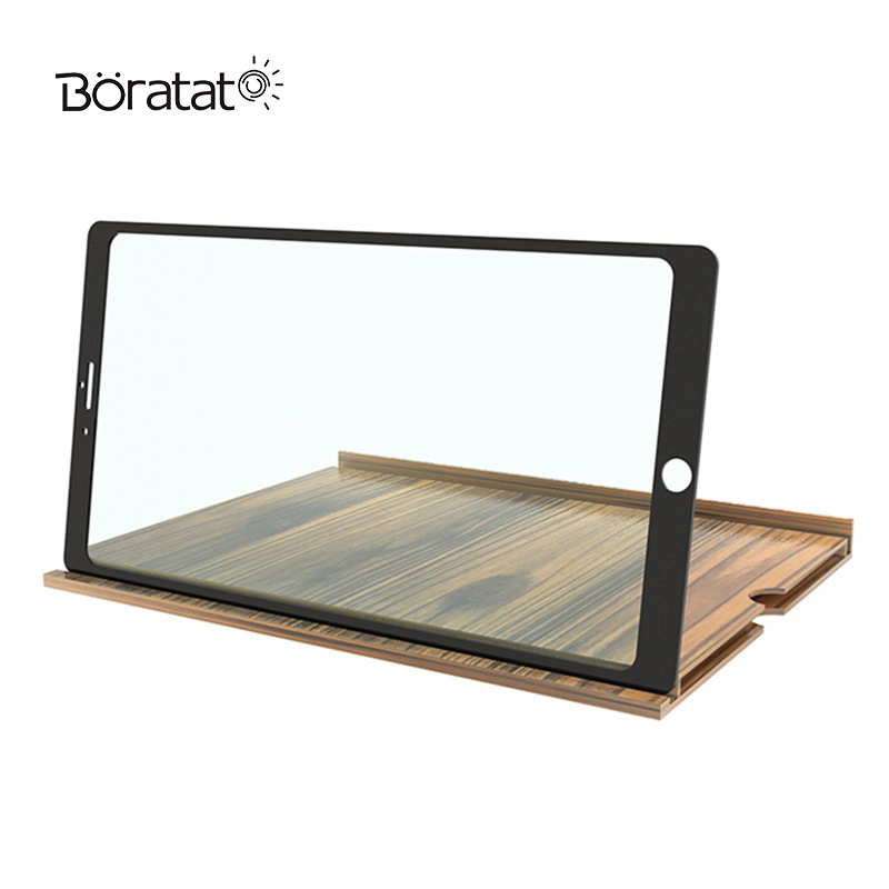 12 Inch Screen Amplifier Wood Horizontal Vertical Screen Magnifier Folding Desk Phone Video Holder