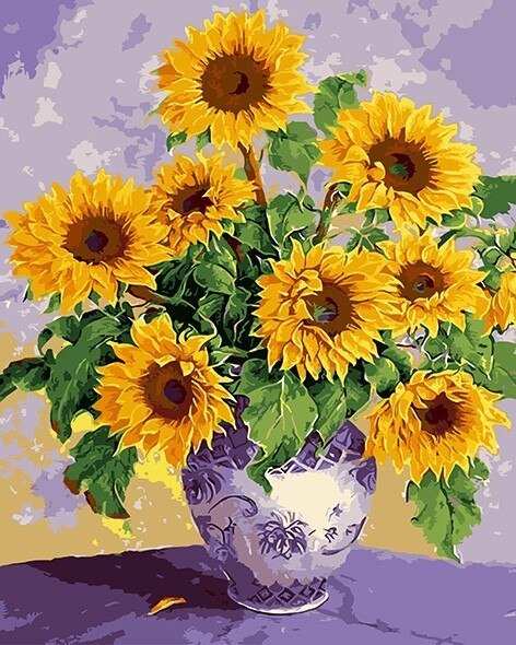 HUACAN DIY Paint By Numbers Sunflowers HandPainted Oil Painting Drawing Kits Canvas Pictures Home Decoration: SZHC653