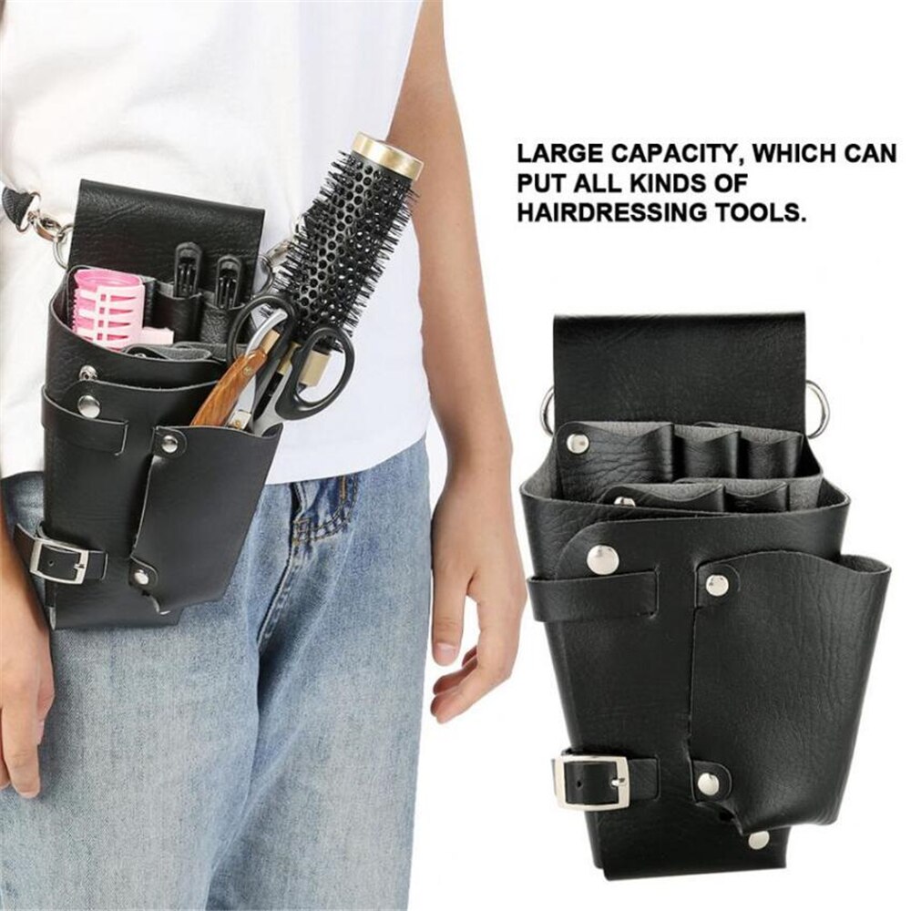 1 Pc Black Pu Leer Haar Schaar Zak Kappers Gereedschapstas Kapper Haar Schaar Holster Pouch Holder Tool Salon Taille pack