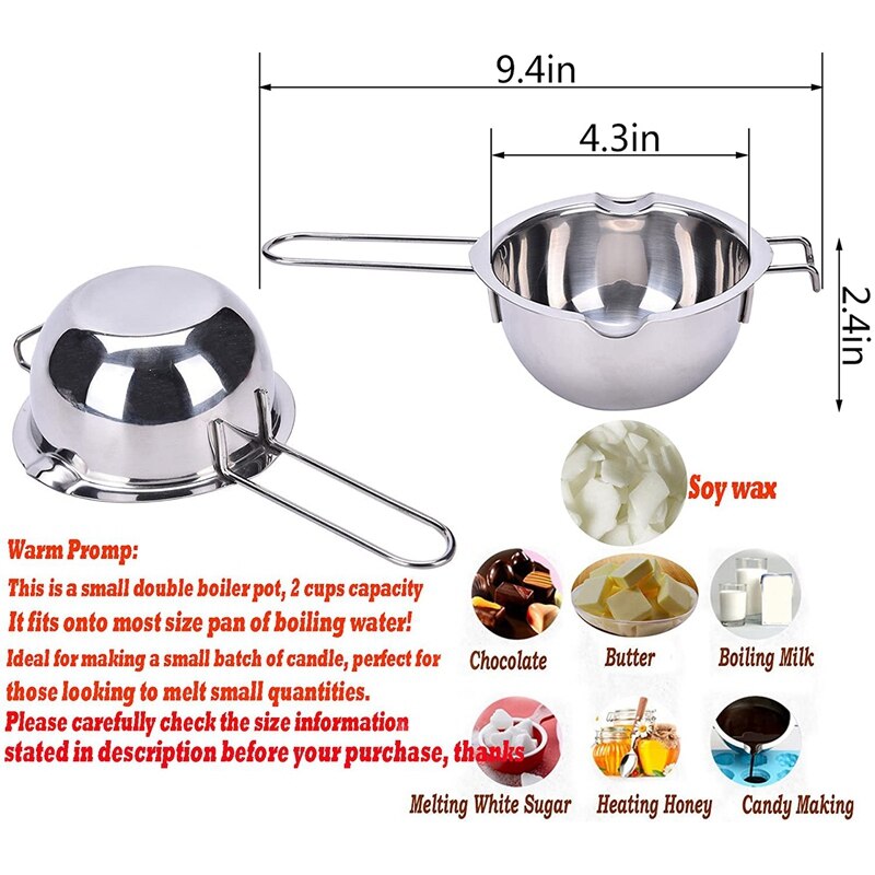 Candle Making Kit DIY Candles Craft Tools Includes Double Boiler Pot 100 Pack Prewaxed Candle Wicks 100 Pack Wick Stickers Dots