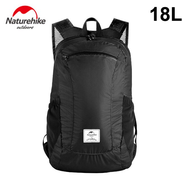 Naturehike Lightweight Packable Durable Travel Hiking Backpack Daypack Small Package Bag Multifunctional Unisex Folding Backpack: 18L black