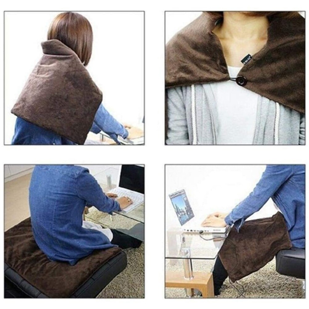 5V USB Winter Electric Blankets Heated Shawl Wrap Detachable Heated Pad Throw Blanket for Home Office Sofa 45x80cm