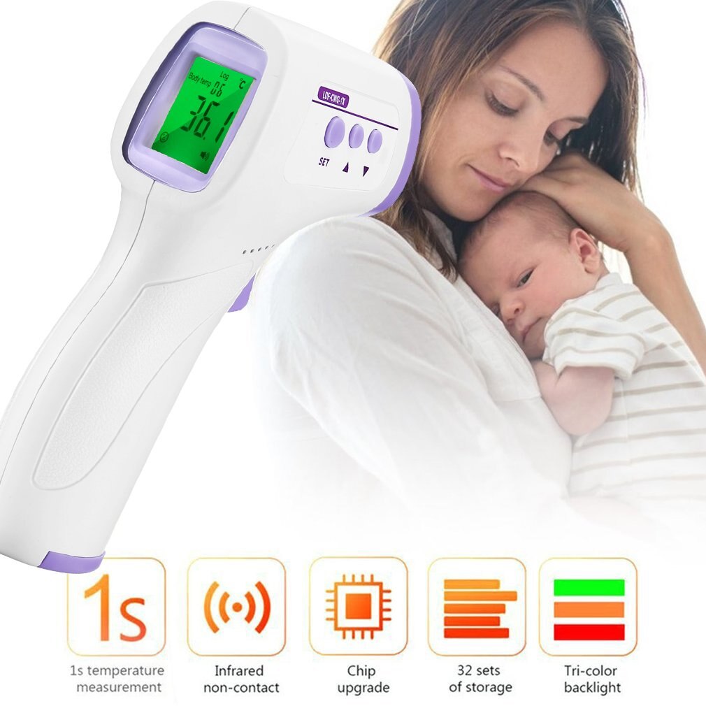 Three Color Backlight Non-contact Thermometer Handheld Infrared Thermometer Forehead Digital LCD Body Temperature Measurement