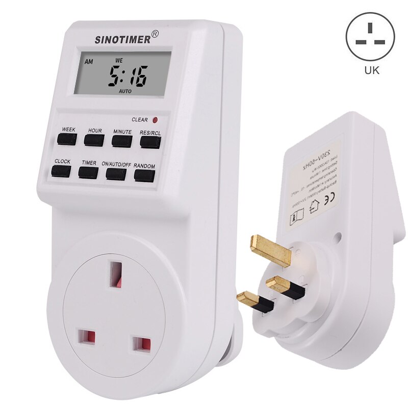 TM516 Digital Timer Plug Weekly Programmable Electrical Wall Plug-in Power Socket Timer Switch Outlet Time Clock 220V 110V EU: UK plug