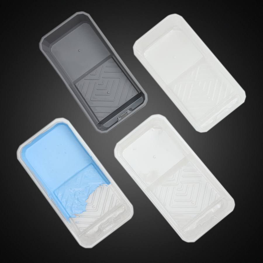 4-delige set voordelige verfbakken met 3 wegwerpvoeringen voor gemakkelijke en tijdbesparende snelle constructie.