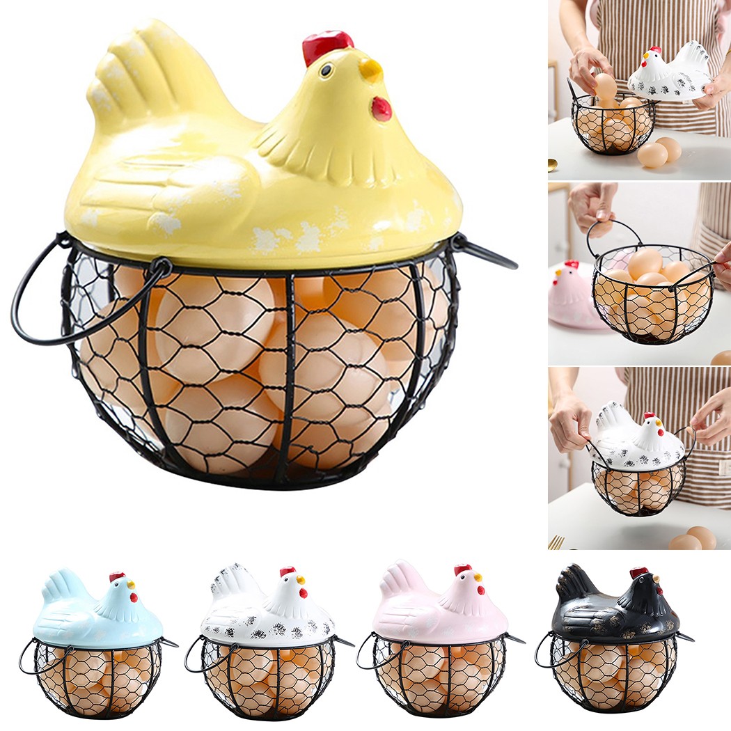 Chicken Shape Iron Egg Storage Box Household Creativite Egg Basket Egg Tray Storage Basket Fruit Container Refrigerator Storage
