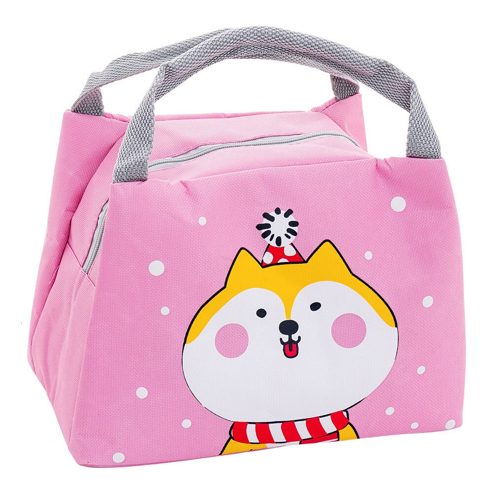 Cartoon Portable Student Insulation Pack Fox Pattern Baby Food Thermos Bag Milk Bottle Pouch Children's Lunch Box Tote