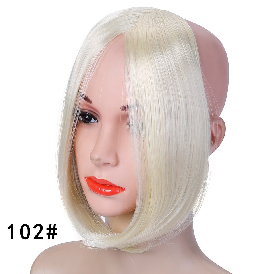 Lupu negro marrón medio flequillo mujer clip de pelo accesorios para el cabello pelo recto Roma Peluca de fibra sintética natural: 102