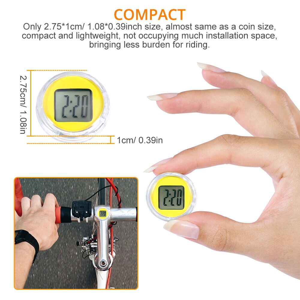 Mini Precision Motorcycle Clock Waterproof Compact Motorcycle Mount Adhesive Watch Moto Digital Clock With Stopwatch