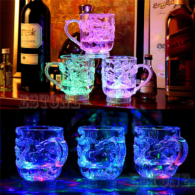 Glazen Beer Cup Dragon LED Inductieve Rainbow Kleur Glazen Beer Cup Knipperlicht Glow Mokken Glazen Beer Cup Voor party