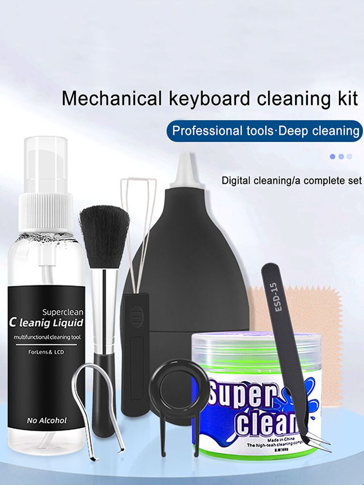 50ML 10PCS Cleaning Liquid Set Mechanical Keyboard Cleaning Kit Computer Cleaning Notebook Cleaning Tool Disassembly Key Puller