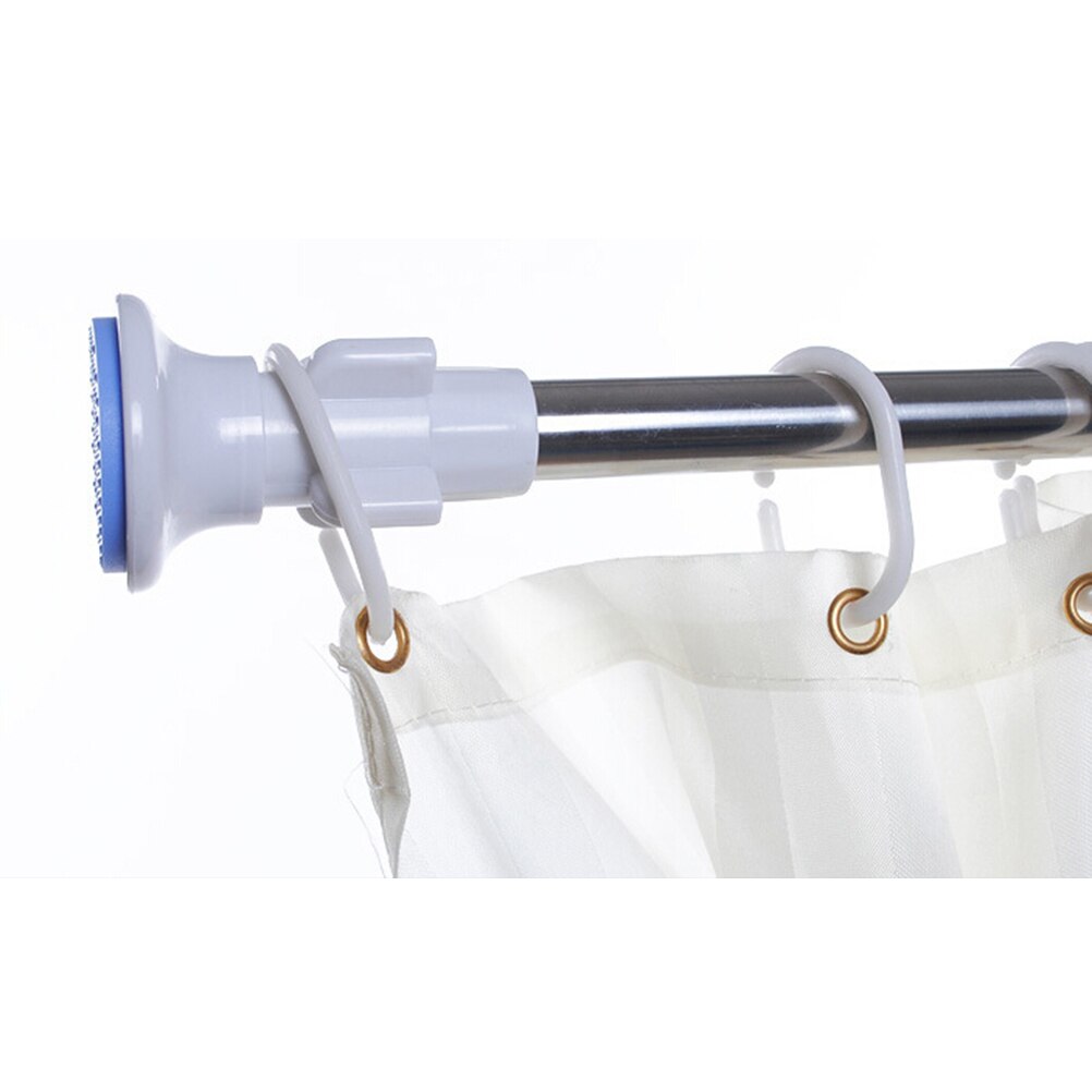 50-200cm Adjustable Stainless Steel Spring Tension Rod Rail With Rubber Rectangular Heads Punch Free Home Bathroom Organizers: Blue110-200