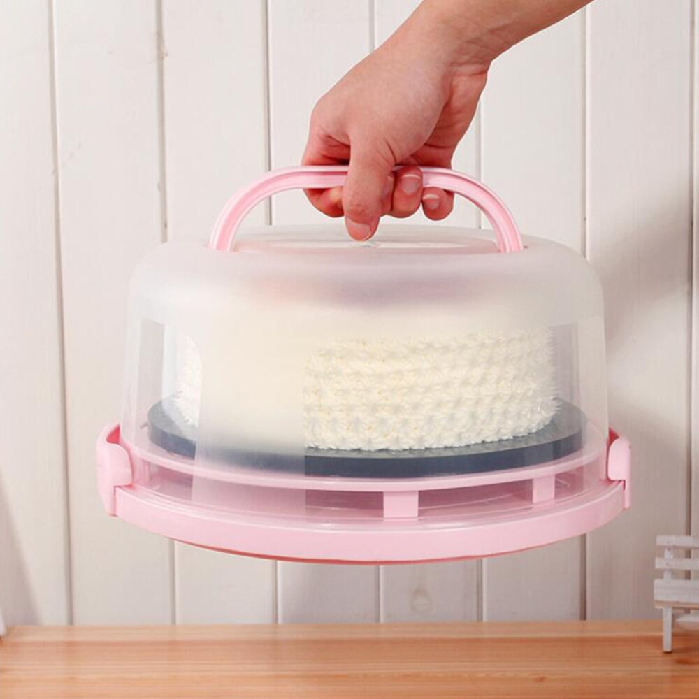 8 Inch Taartdoos Draagbare Handheld Cake Verpakking Voedsel Storage Case Verse Houden Container Met Deksel (Roze)