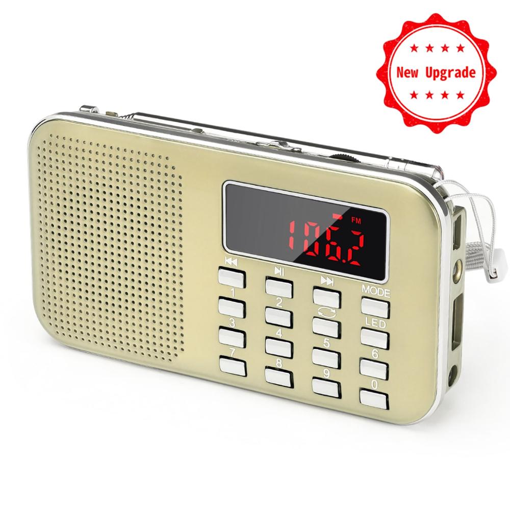 PRUNUS L-218 Mini fm radio receiver AM / FM /SD Card MP3 play Speaker USB /AUX portable Emergency radio with Led light/ antenna