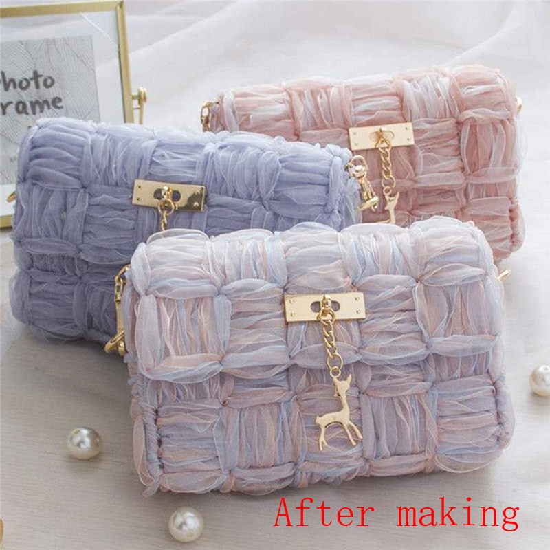 1 set nethoes gaas geweven schoudertas plastic vrouwelijke handgemaakte diy handtas tas accessoires