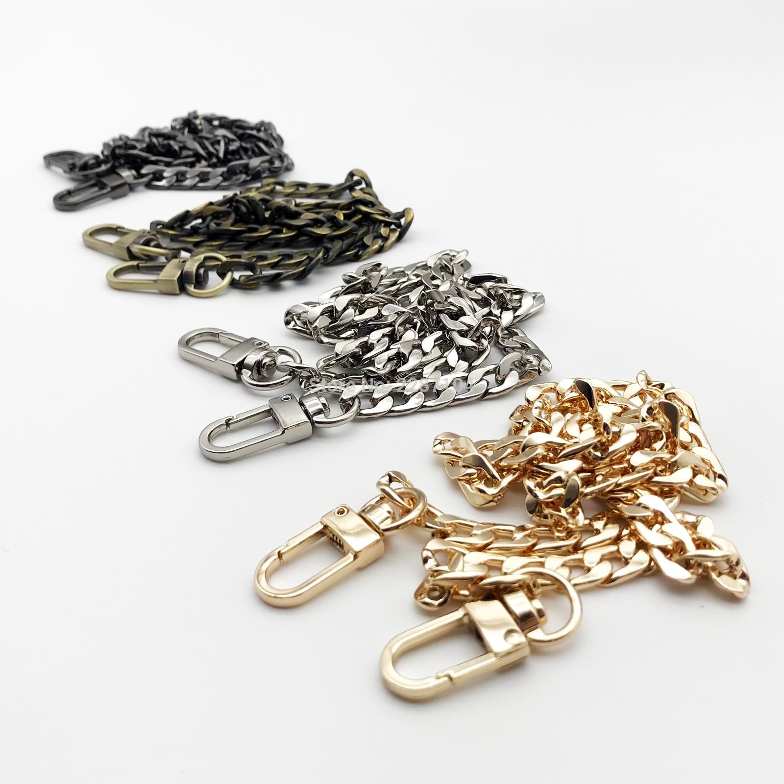 DIY 60mm 120cm Metal Handbag Purse Chain Leather Bag Strap Handle Shoulder Replacement Repair with Double Clasp Snap Clip