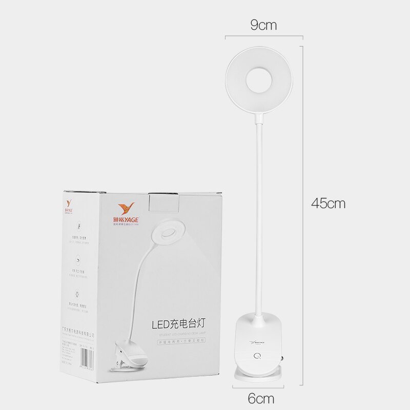 YAGE LED interrupteur marche/arrêt 3 Modes Clip lampe de bureau 4000K Protection des yeux lecture variateur 18650 Rechargeable USB lampes de table LED