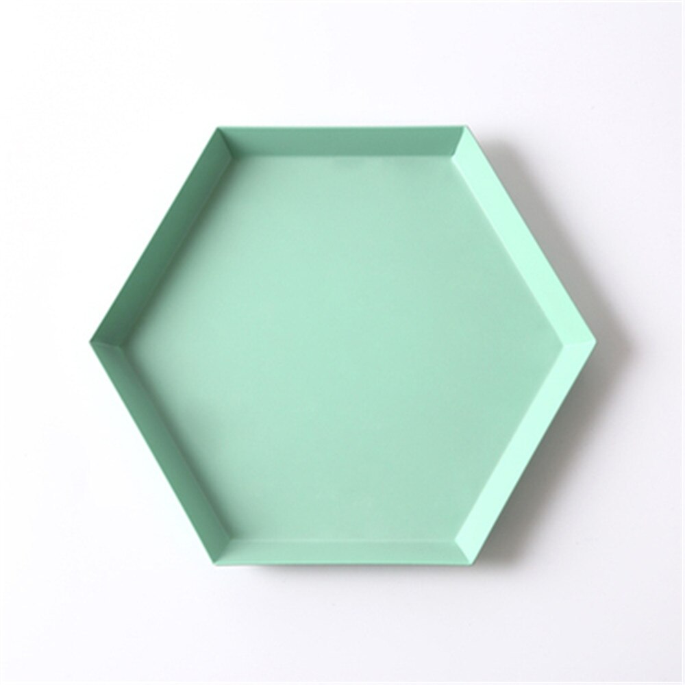 Colorful Metal Storage Trays Chic Geometric Combo Organizer Plate Desktop Decor Jewelry Display Trays Tea Set Dessert Plates