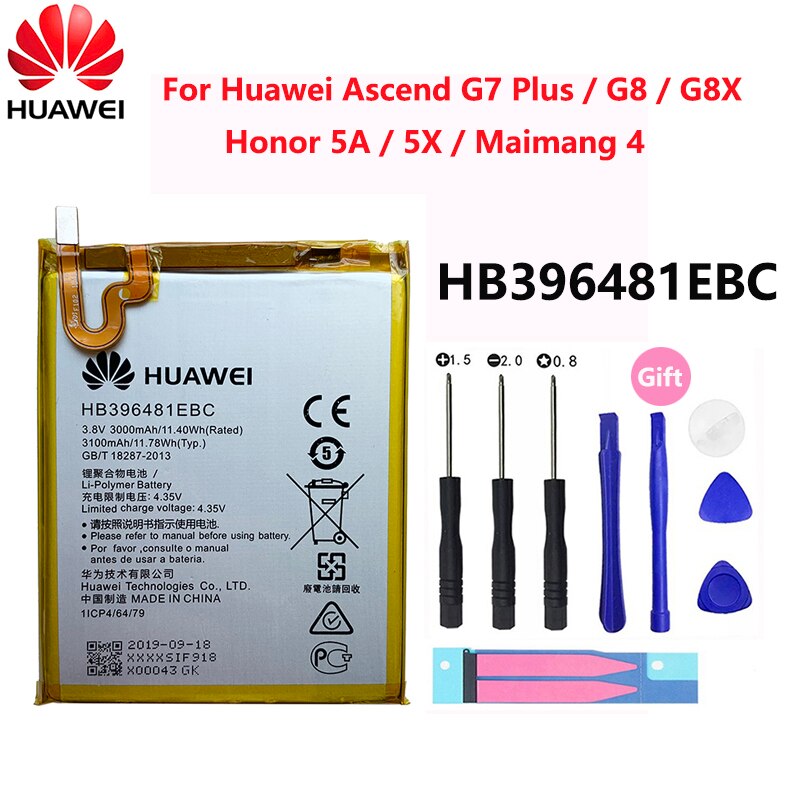 Originale Huawei P9 P10 P20 Honor 8 9 Lite 10 9i 5C Godere di Nova Compagno di 2 2i 3i 5A 5X 6S 7A 7X G7 Y7 G8 G10 Plus Pro SE Batteria Del Telefono: HB396481EBC