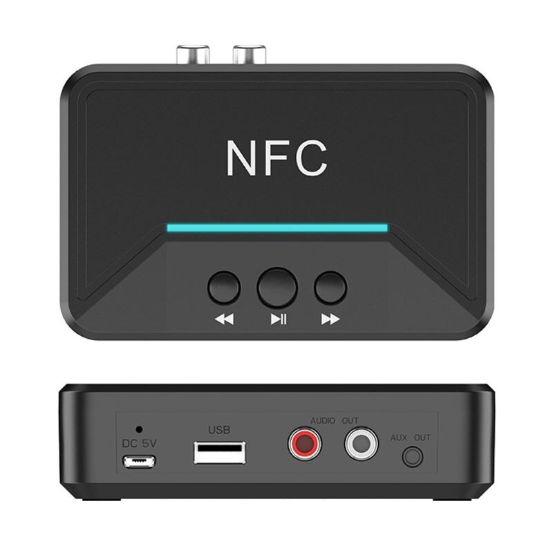 5.0 bluetooth mottaker smart nfc  a2dp rca aux 3.5mm jack trådløs adapter suppotr usb spille til bil hjemmehøyttaler hodetelefoner