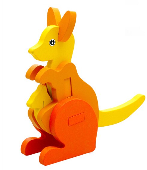 MWZ Cartoon zwierząt zabawki dla dzieci 3D puzzle drewniane puzzle dla dzieci nauka zabawki edukacyjne dla dzieci Handmade DIY zabawki: kangaroo