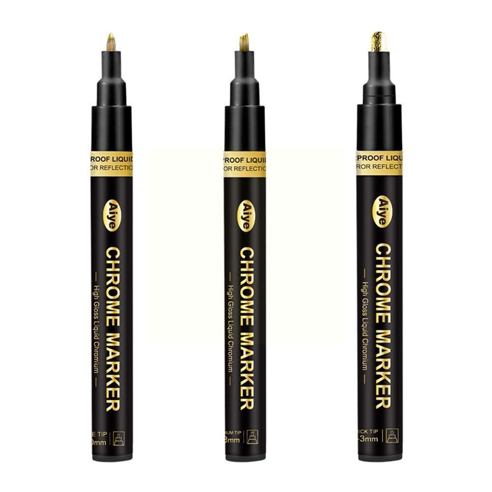 Marqueur de peinture miroir doré, finition miroir métallique, fournitures d'eau, stylo résistant aux Uv, artisanat Ne A8f5