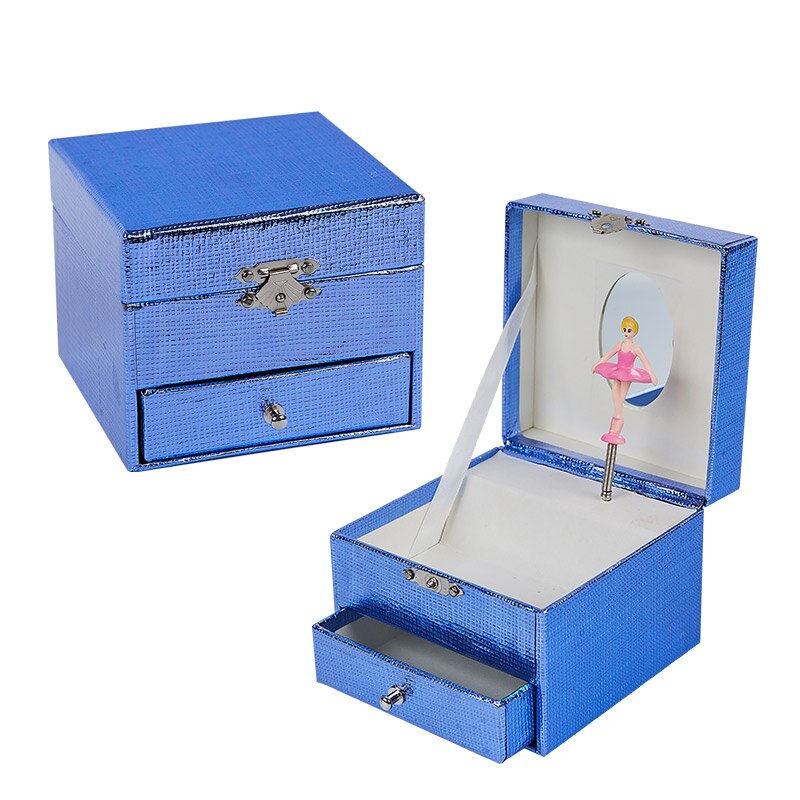 Boîte à musique en papier bleue, boîte à bijoux faite à la main carrée, boîte d'emballage, produit, proposition créative, d'anniversaire ou de noël: Blue
