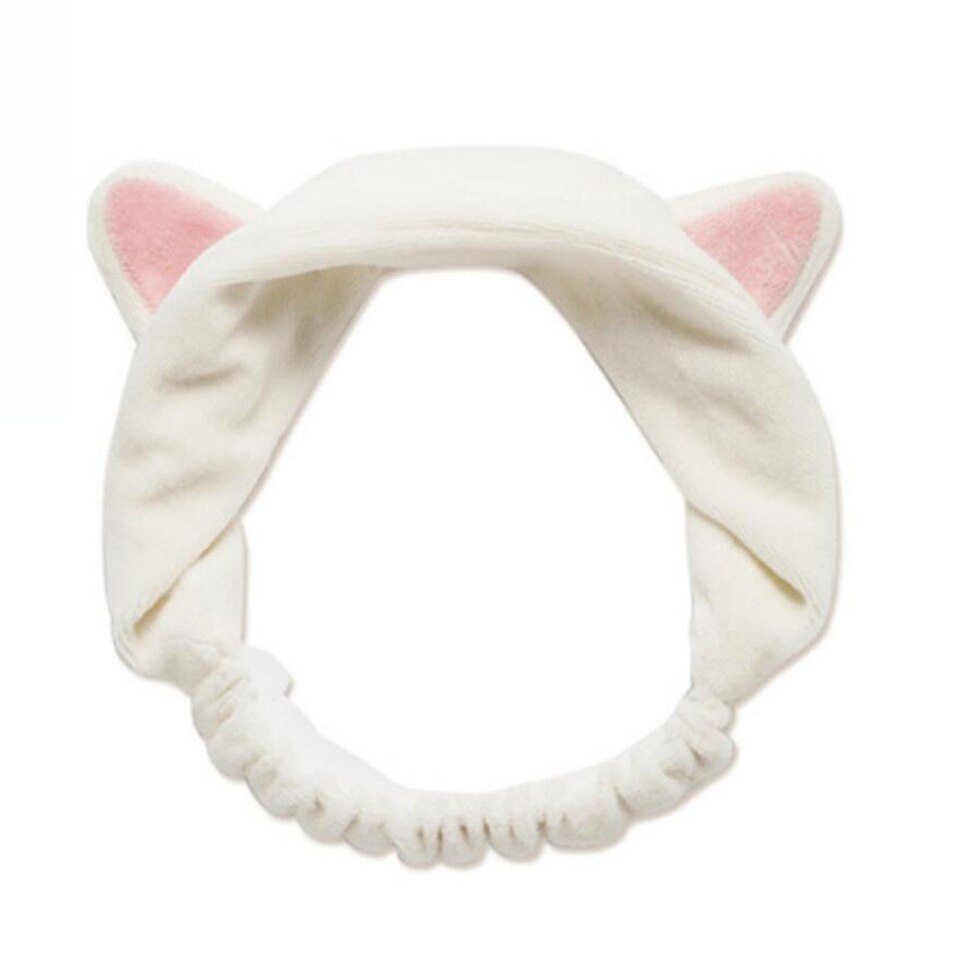 Härlig mjuk carol fleece katt öron smink kosmetisk dusch elastiskt hårband spa pannband tvätta ansikte hårspets pannband  hb011