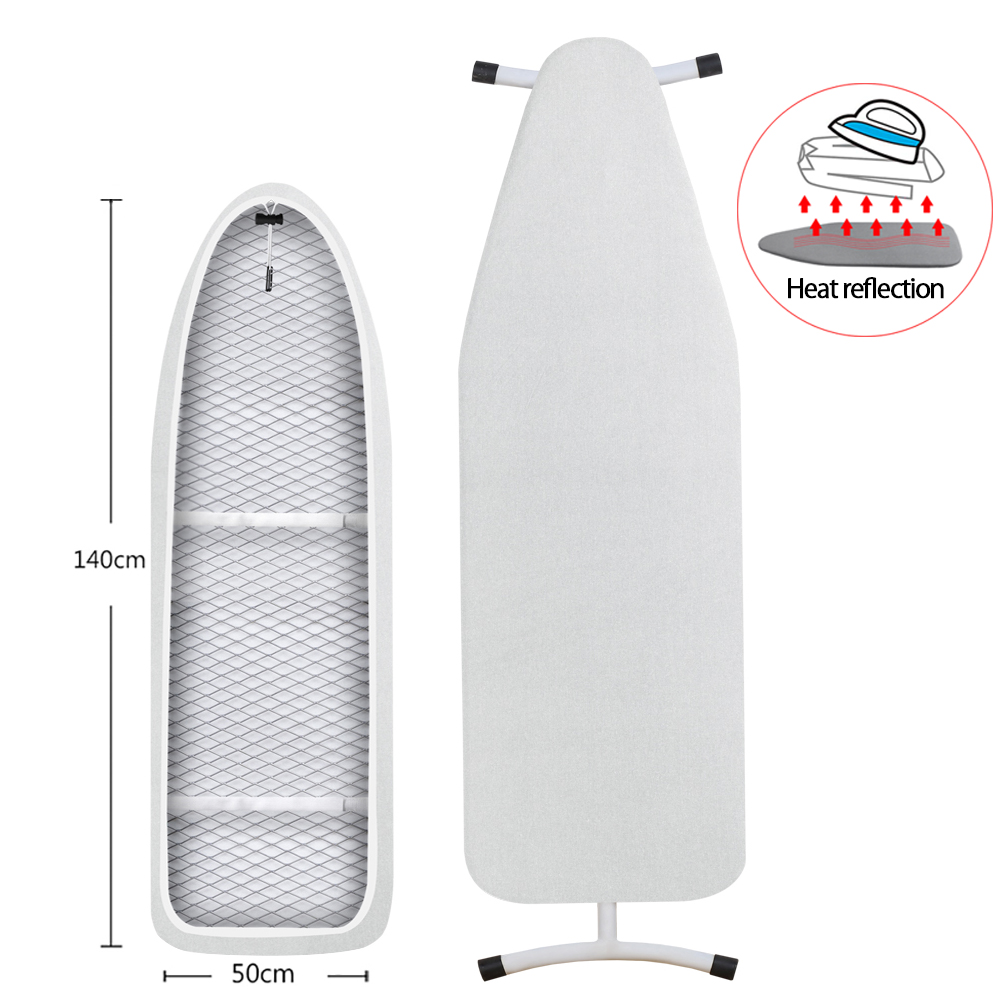 Ironing Board Cover Scorch Resistant, Cotton Cloth Ironing Cover with Padding Heat Reflective Heavy Duty Pad 140x50cm: 140x50-Silver