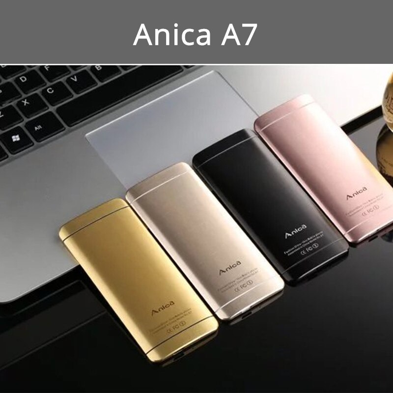 Anica A7 Mobiele Telefoon Met Super Mini Ultradunne Card Luxe Bluetooth Telepone 1.63 "inch Stofdicht Schokbestendig Mobiele Telefoon