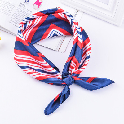 Foulard à rayures pour la tête pour femmes, imprimé, tissu pour cou, étiquette tendance, 50x50cm: TS-4