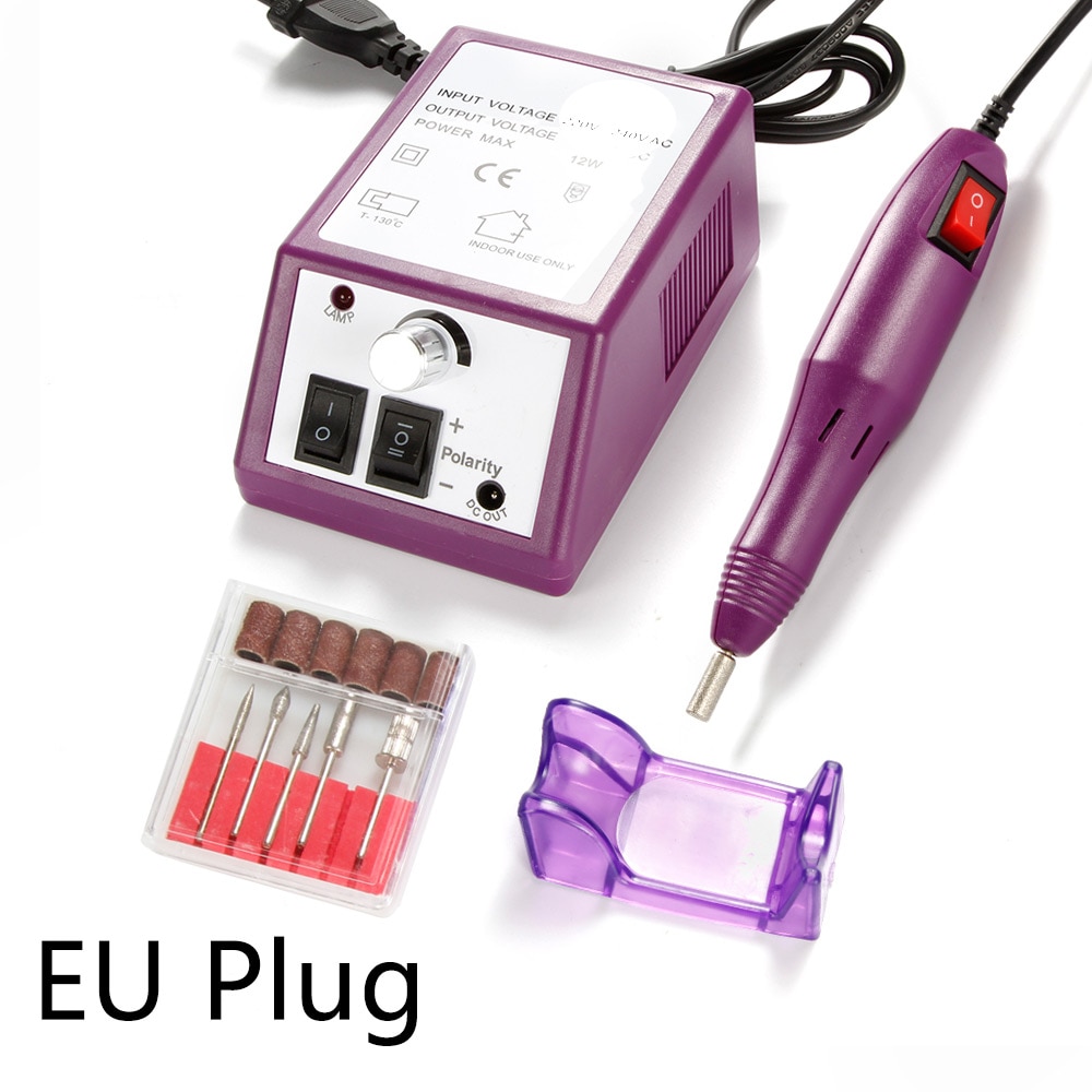 20000 rpm elektrisk manikyrsett bortilbehør neglefilbits manikyrmaskin elektrisk gellakkfjernersett: Lilla eu