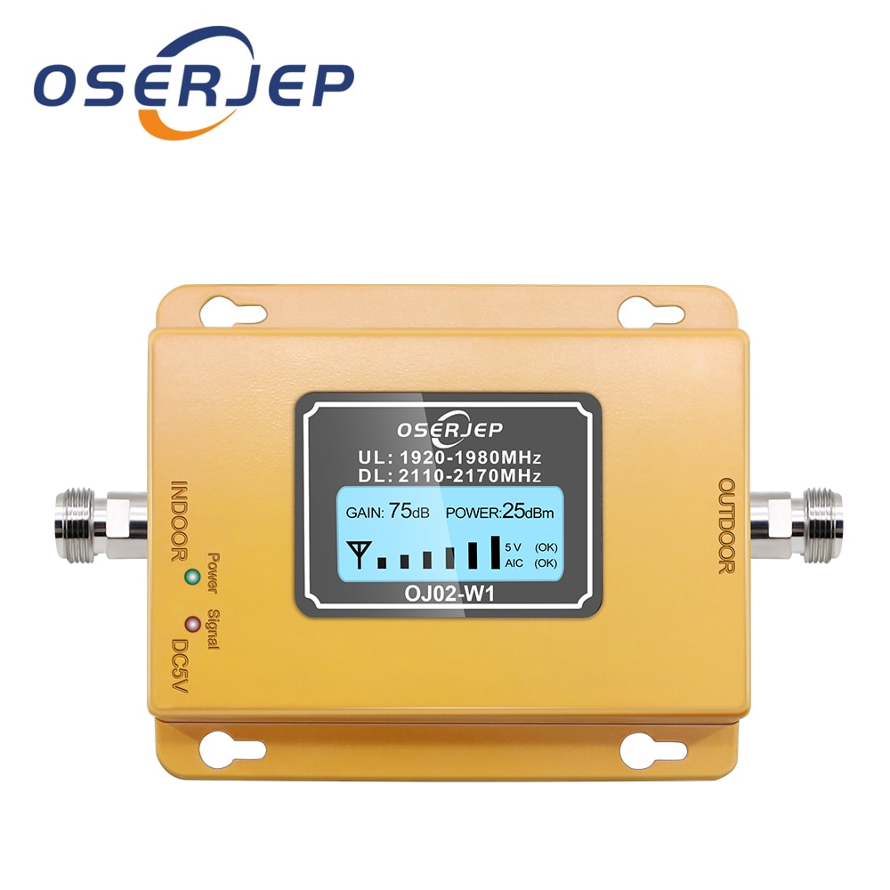 Repetidor de señal para teléfono móvil 70db, 3g, 2100MHz, amplificador de señal, LCD, LTE, WCDMA, UMTS