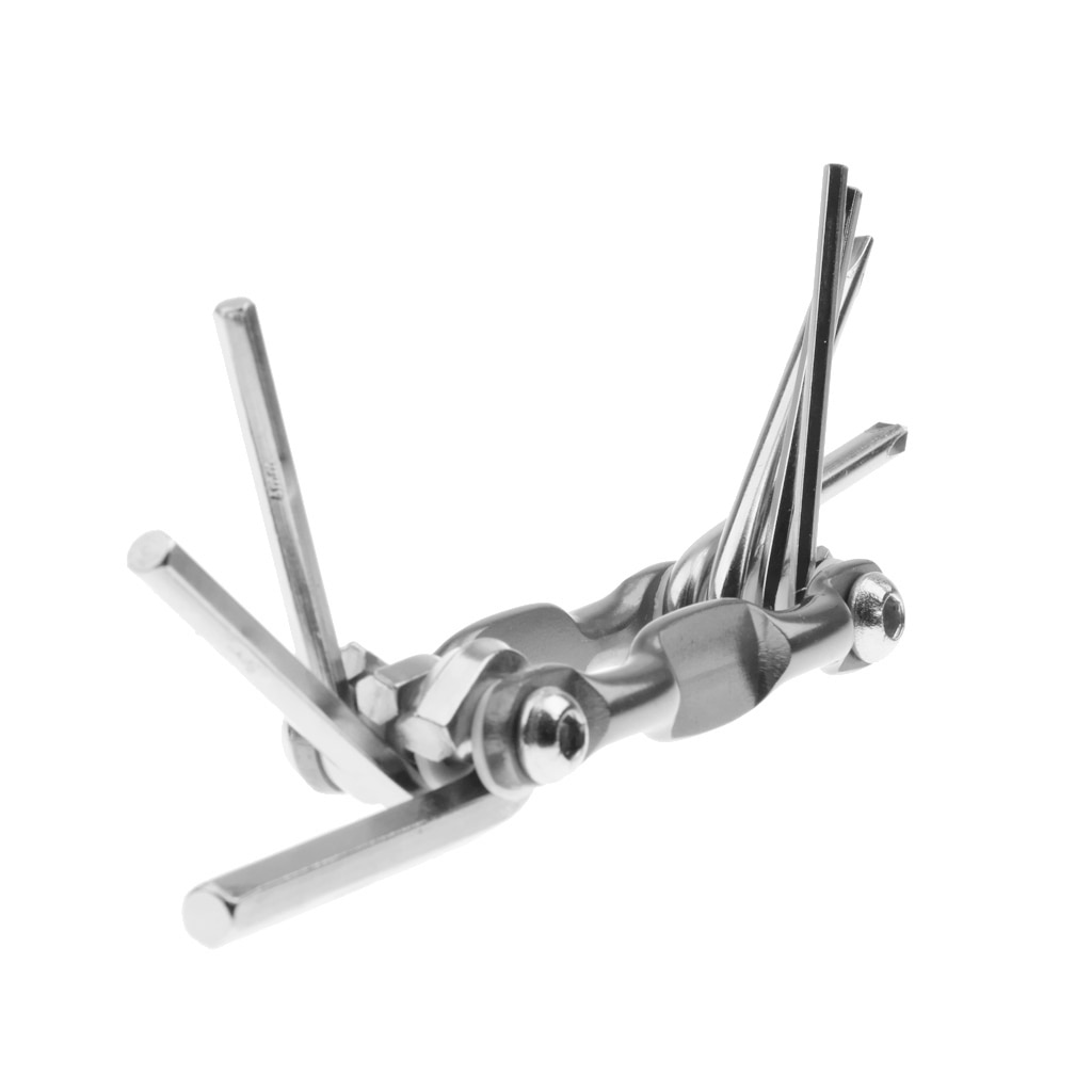 7 In 1 Steel Multi Tool Portable Bike Bicycle Repair Multitool Set Silver