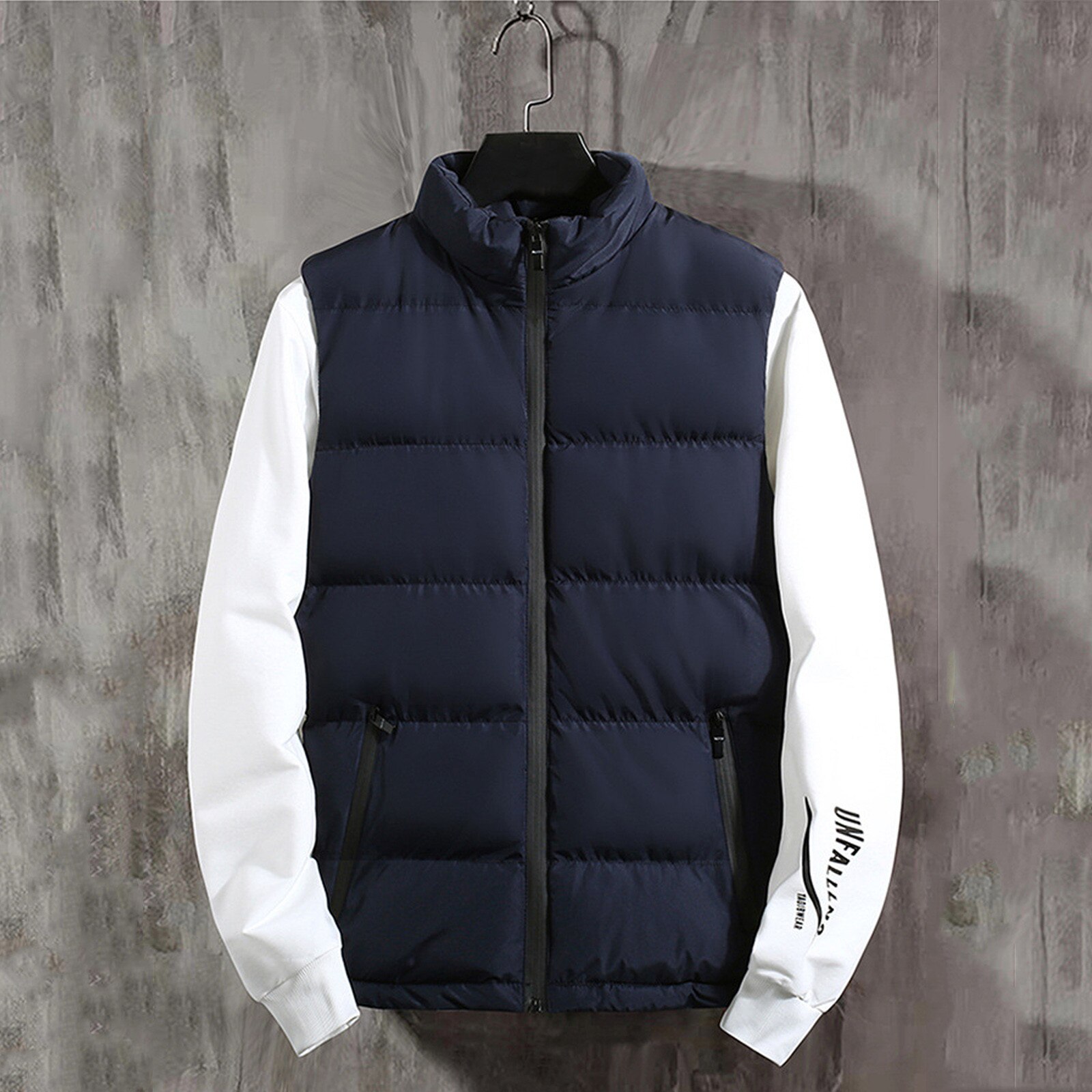 Hommes Veste Sans Manches Gilet Hiver Mâle Couleur Pure Gilet Gilet Manteaux Homme Col Montant Épaissir Grande Taille Gilets
