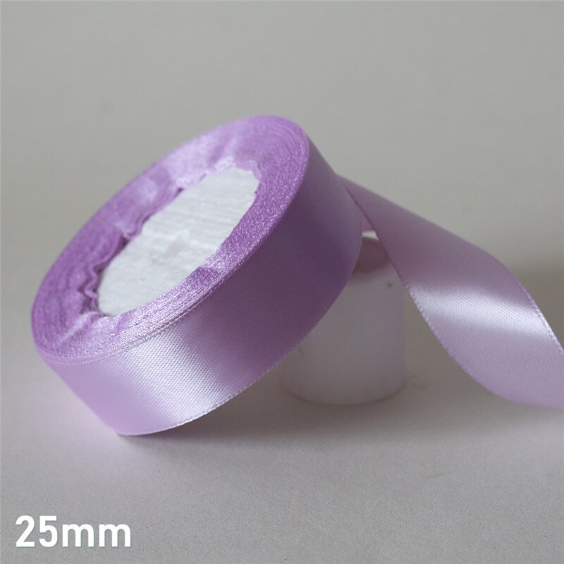 25 Yards/6 Mm-50 Mm Lila Zijde Satijn Lint Diy Materiaal Voor Prom Decoratie Bruiloft Box verpakking Accessoires D7: 25mm Lilac