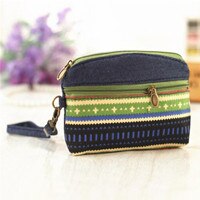 Mini Portemonnee Voor Vrouwen Portemonnee Vrouwen Katoenen Doek Rits Boho Korte Lady Kleine Vrouwelijke Portemonnee: Green