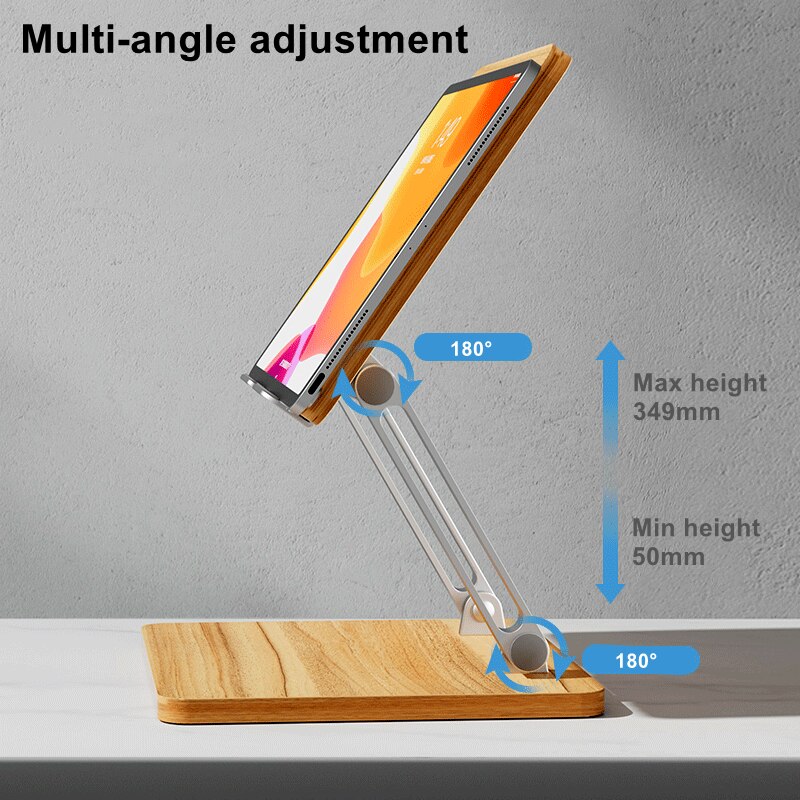 Adjustable Tablet Stand Wooden+Aluminum Alloy Desktop Wood iPad Holder Tablet Drawing Stand iPad Stand Tablet Accessories