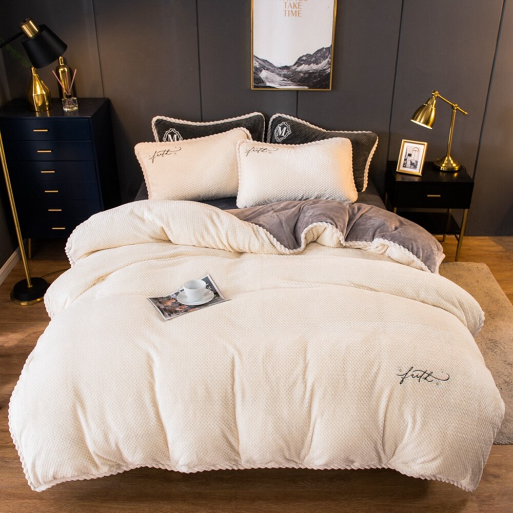 Housse de couette en flanelle rouge vin, ver doux, housse de couette en molleton, 1 pièce, épaisse et chaude: 4 / 180x220cm(1pcs)