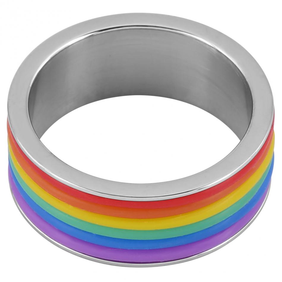 8 maten Regenboog Ring Gay Pride Sieraden Kleurrijke Mannen Vrouwen Rvs Homoseksueel Paar Ringen Sieraden Wedding Band Full Size