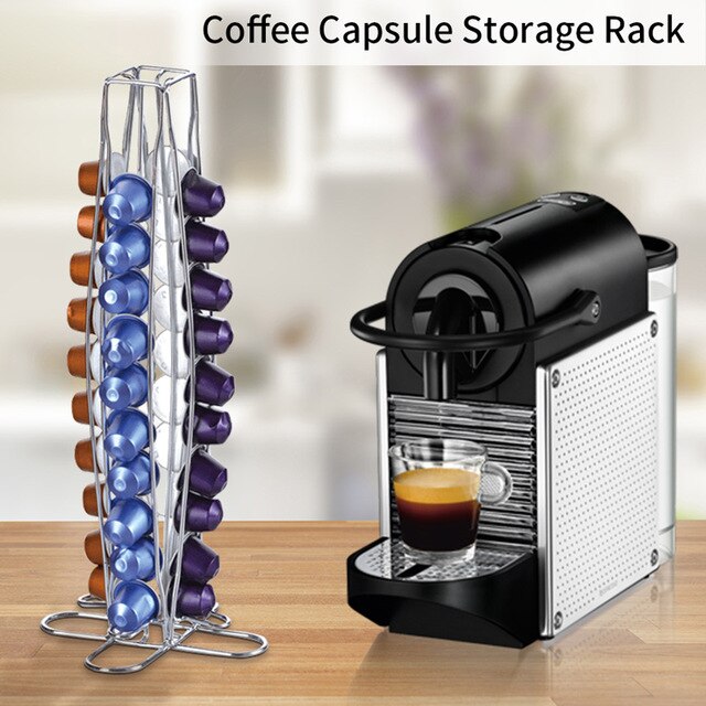 Nespresso kapselholder kaffe pod opbevaringsstativ rack passer til 40 stk nespresso kaffesæt sæt rustfrit kaffe filterholder