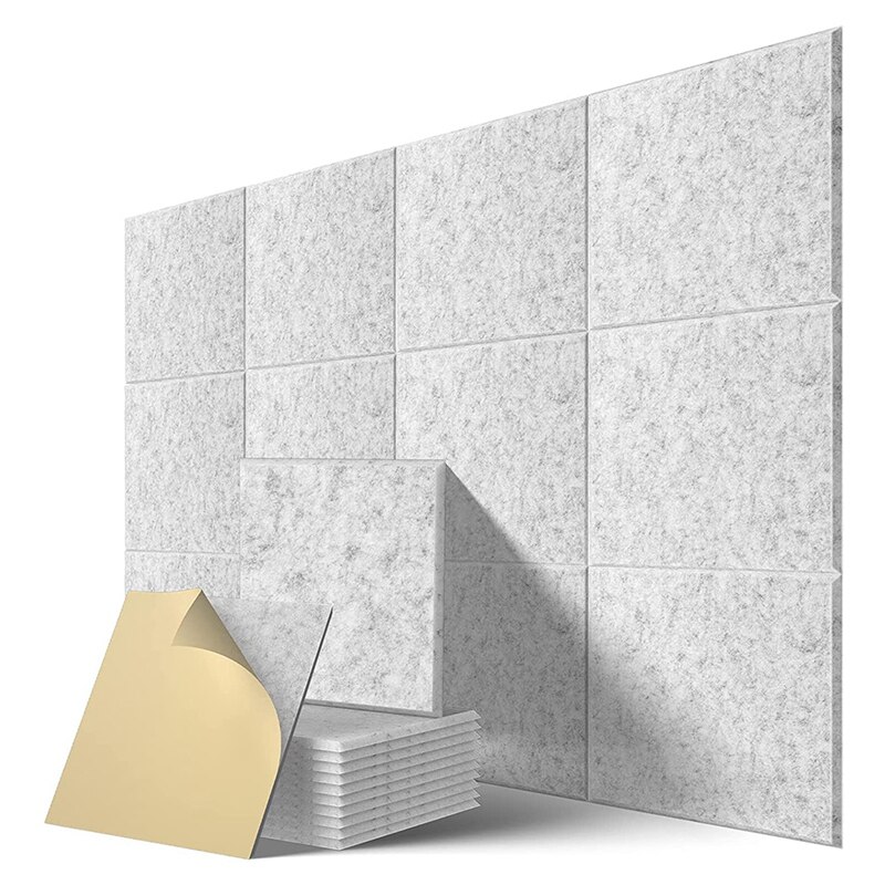 Zelfklevende Akoestische Panelen 12 Pack,12X12X0.4 Inch Sound Proof Padding, geluid Absorberende Panel Voor Thuis: Clear