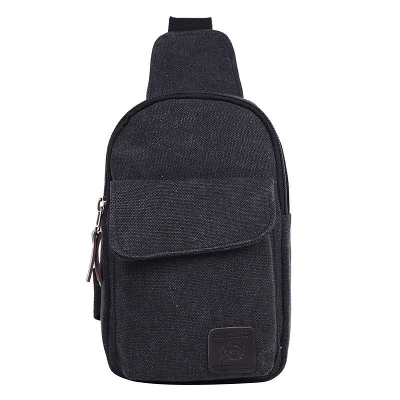 Travel Bag Men Canvas Bag Pack Travel Hiking Cross Body Messenger Shoulder Sling Chest: Black