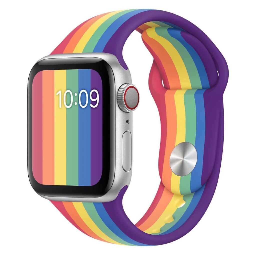 Arcobaleno Vigilanza Del silicone di sport Della Cinghia per iwatch Serie 5 4 3 2 1 di Mela guarda gruppo musicale 42 millimetri 38 millimetri 40 millimetri 44 millimetri Braccialetto Accessori