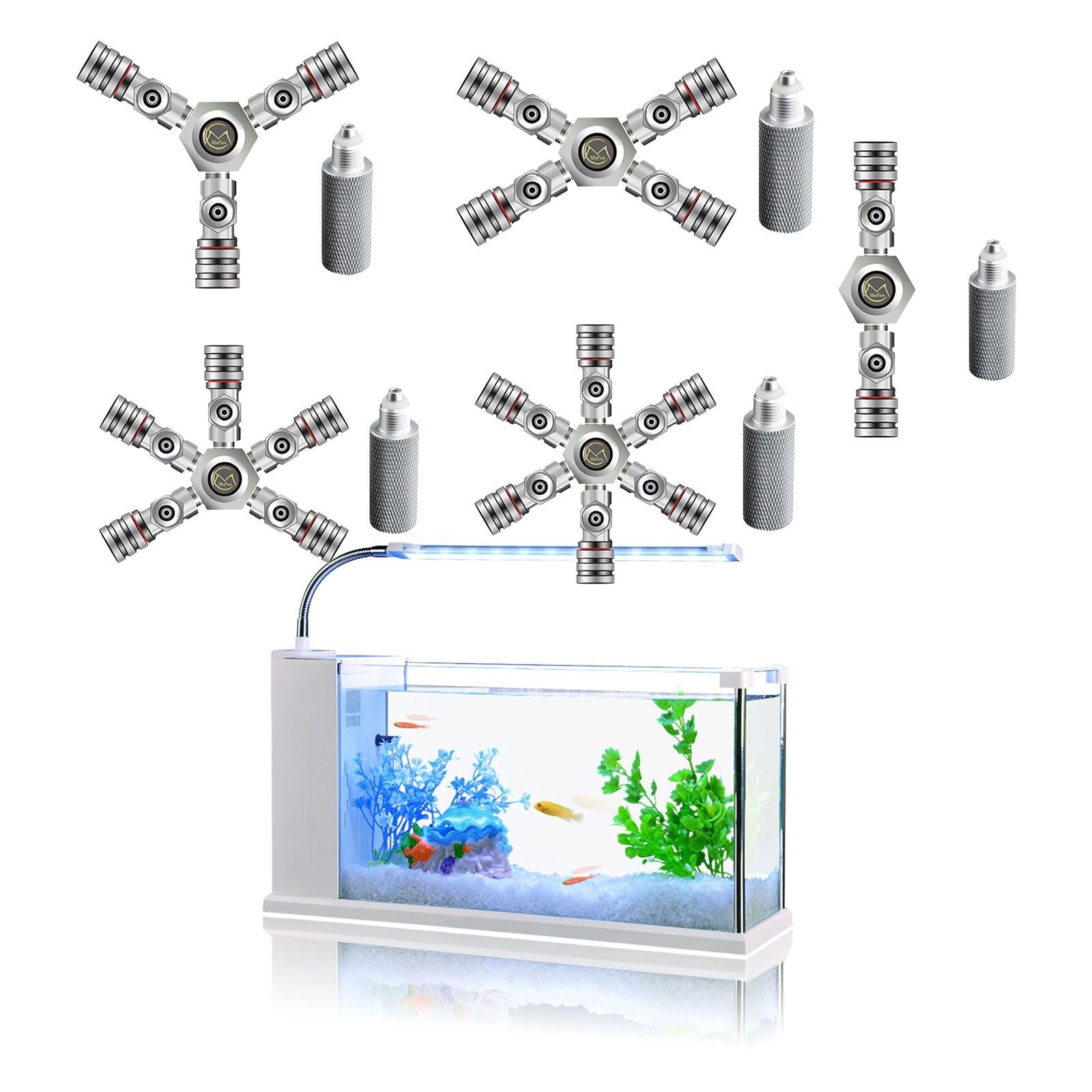 Fish Tank CO2 Spliter Regulator Aquarium Plant Multi Way Fine Adjusting Needle Check Valve