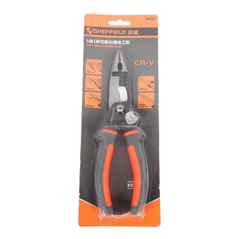 Sheffield 8 tommer 5- i -1 multifunktionel elektriker tang elektrisk nåle næsetang wire stripper crimping 5 in 1 tang