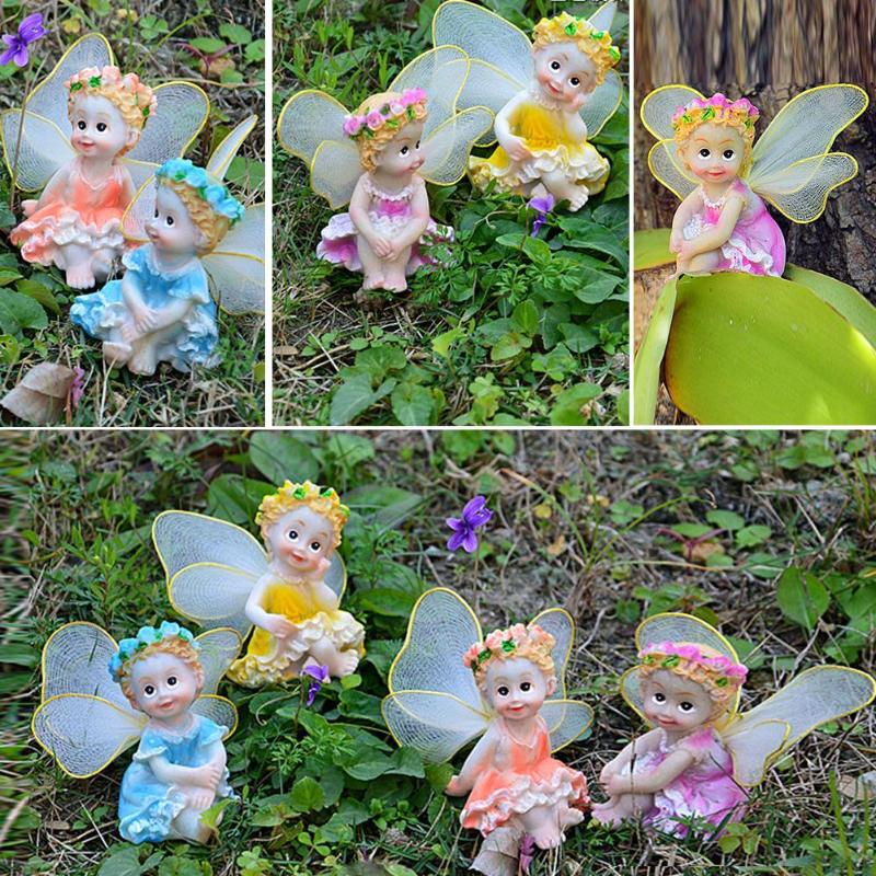 4pcs Resin Fairy Figurines Miniature Craft Bonsai Micro Landscape Ornament